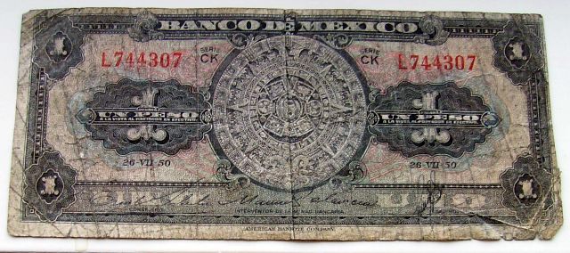 July-26,-1950---One-Peso-Bill-/-Note-Bank-Of-Mexico